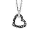 1/2 Carat (ctw) Black Diamond Heart Pendant Necklace in Sterling Silver with Chain